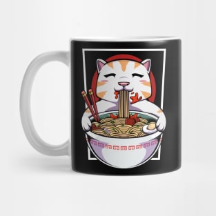 Cat - Cute Kawaii Noodle Soup Eating Kitty Mug